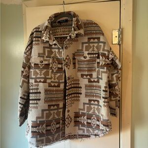 Patterned Tan and Brown Women's Blazer